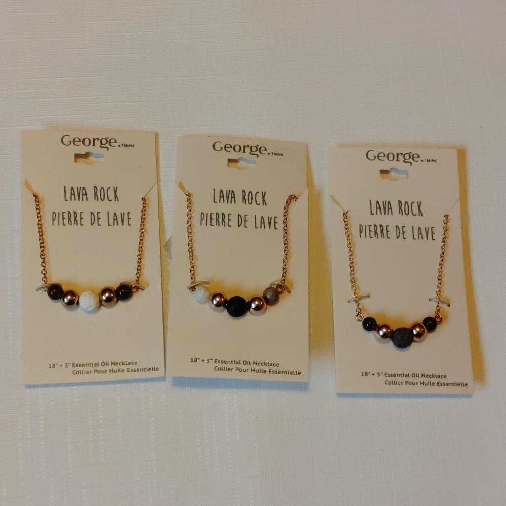 BEAUTIFUL LAVA ROCK Necklace Lot of 3 GROUNDING STONE BNIP